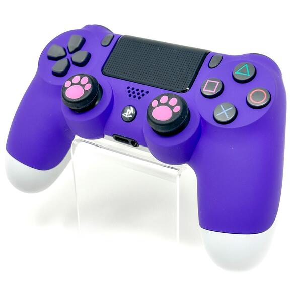 Sony Playstation 4 Custom Controller Soft Purple & Silver w Cat Paws & Scuf Case - Picture 1 of 4